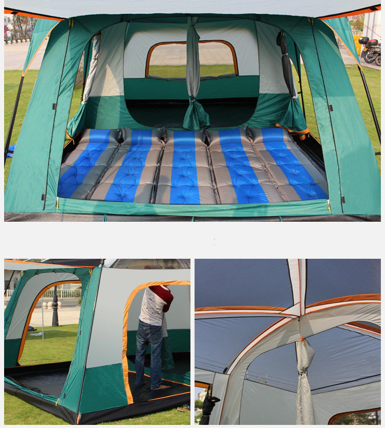 Cheap Goat Tents Outdoor Camping Tent Portable Rainproof Mosquito Proof Double Layer Tent 3 5 People One Bedroom One Hall Small Size Tent   